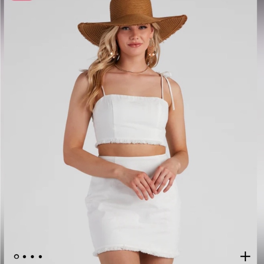 Windsor white linen two piece skirt set